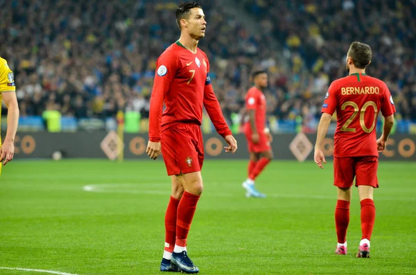 Kiev Oekraïne Oktober 2019 Cristiano Ronaldo Speler Tijdens Kwalificatiewedstrijd Uefa — Stockfoto