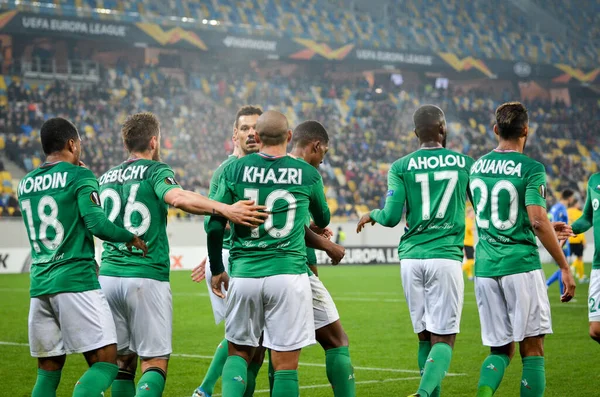 Lviv Ukraine November 2019 Wahbi Khazri Saint Etienne Celebrate Goal — Stock fotografie