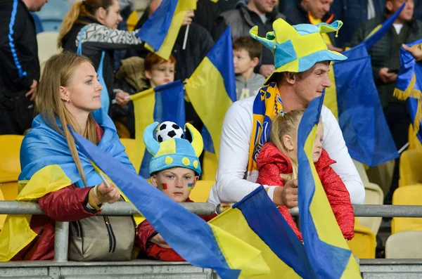 Kiev Oekraïne Oktober 2019 Oekraïense Fans Steunen Het Team Het — Stockfoto