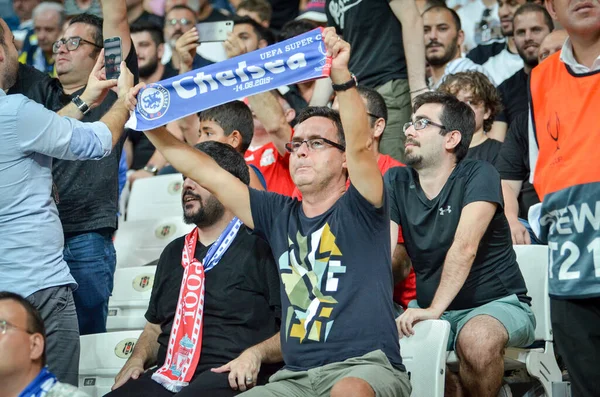 Istanbul Turkey August 2019 Chelsea Football Fans Spectators Uefa Super — Stock Fotó