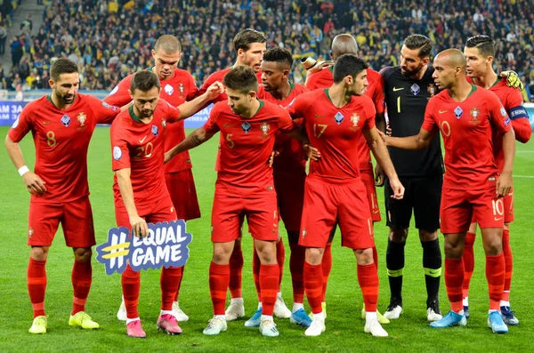 Kiew Ukraine Oktober 2019 Die Startaufstellung Der Portugiesischen Nationalmannschaft Während — Stockfoto