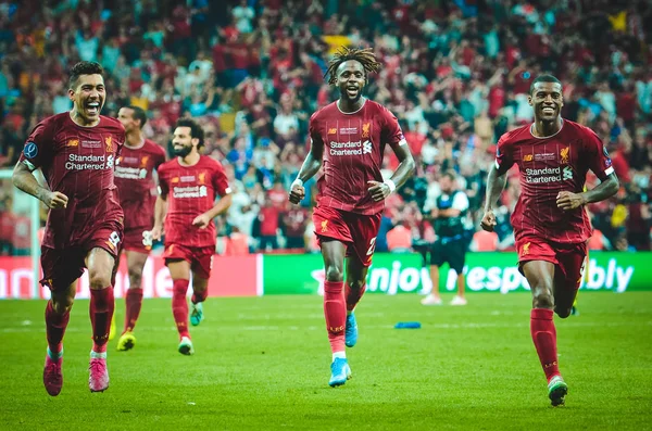 Стамбул Турция Августа 2019 Года Ливерпульские Игроки Празднуют Победу Суперкубке — стоковое фото