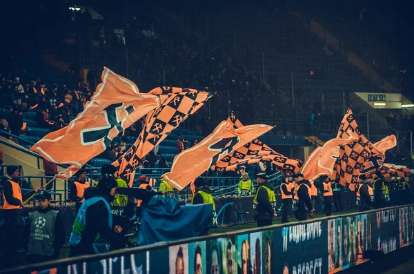 Kharkiv Ukraine December 2019 Flags Support Shakhtar Donetsk Team Colors — Stock fotografie