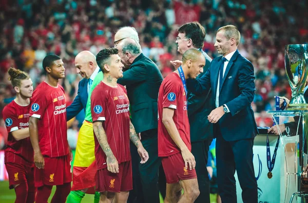 Istanbul Turkey August 2019 Liverpool Football Players Get Gold Medals — стокове фото