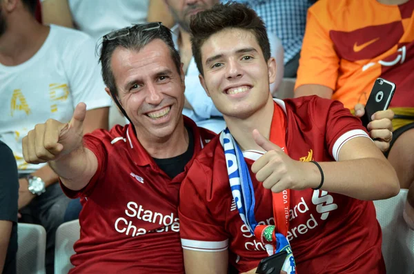 Istanbul Turkey August 2019 Liverpool Football Fans Spectators Uefa Super — Stock Photo, Image