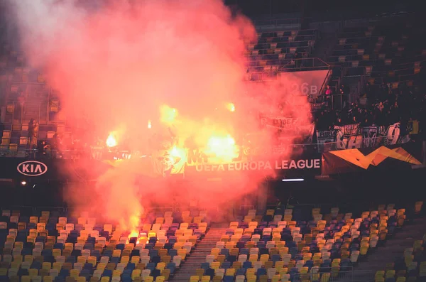 Lviv Ukraine November 2019 Ultras Centetien Fire Fighter Harness Lights — Zdjęcie stockowe