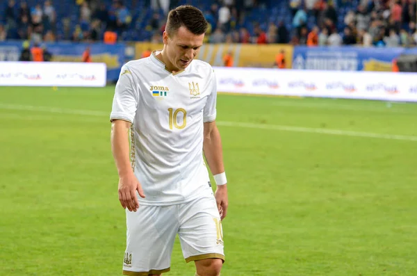 Dnipro Ukraine September 2019 Yevhen Konoplyanka Fans Friendly Match National — Stock Photo, Image