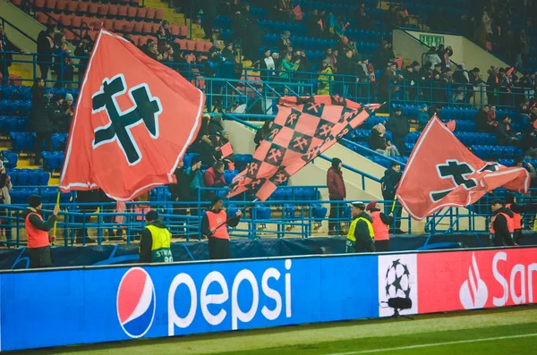 Kharkiv Ukraine December 2019 Flags Support Shakhtar Donetsk Team Colors — Stok fotoğraf