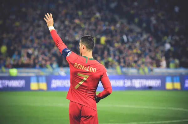 Kyiv Ukraine Octobre 2019 Cristiano Ronaldo Lors Match Qualification Uefa — Photo