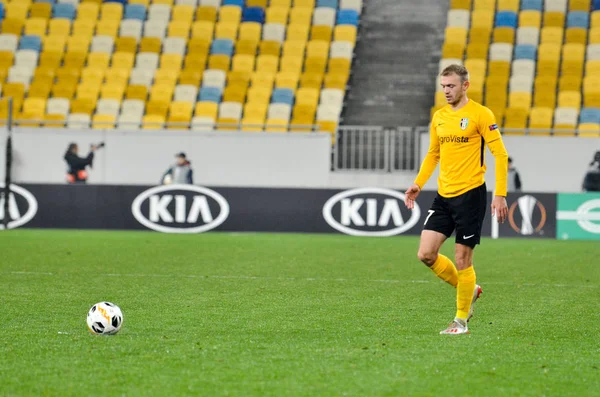 Lviv Ukraine November 2019 Dmytro Hrechyshkin Spieler Während Des Uefa — Stockfoto