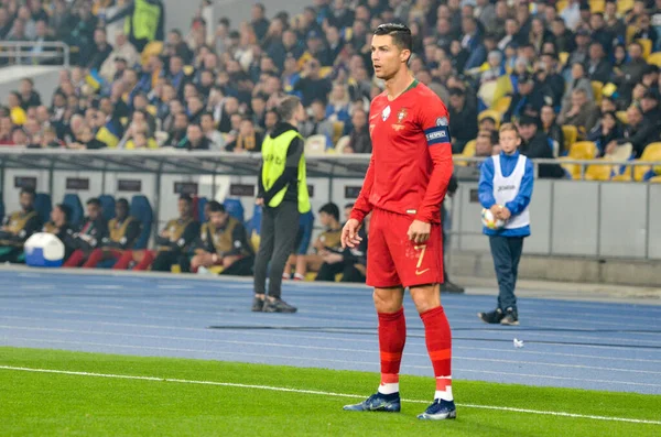 Kyiv Ucrania Octubre 2019 Cristiano Ronaldo Durante Partido Clasificatorio Uefa —  Fotos de Stock