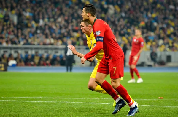 Kijów Ukraina Października 2019 Cristiano Ronaldo Zawodnik Podczas Meczu Kwalifikacyjnego — Zdjęcie stockowe