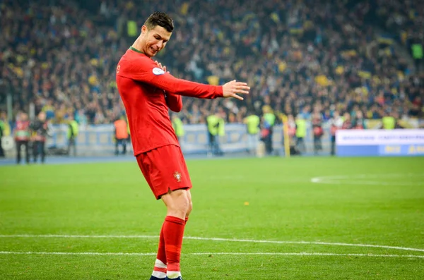 Κίεβο Ουκρανία Οκτωβρίου 2019 Cristiano Ronaldo Κατά Διάρκεια Του Προκριματικού — Φωτογραφία Αρχείου