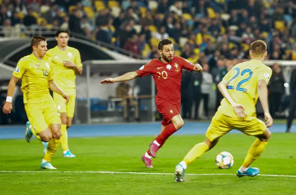 Kyiv Ukraine Outubro 2019 Jogador Bernardo Silva Durante Jogo Qualificação — Fotografia de Stock