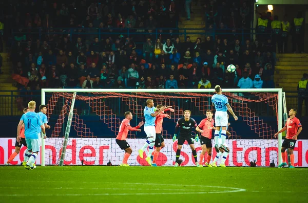 KHARKIV, UKRAINE - September 18, 2019: Football player during the UEFA Champions League match between Shakhtar Donetsk vs Manchester City (England), Ukraine