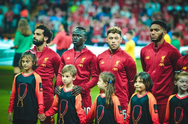 Istambul Turquia Agosto 2019 Jogadores Futebol Liverpool Frente Durante Partida — Fotografia de Stock