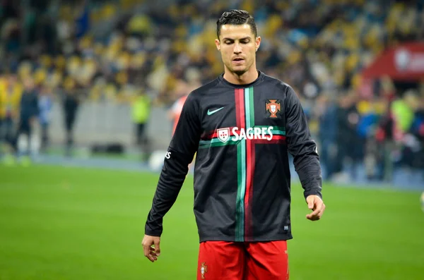 Kyiv Ucrania Octubre 2019 Cristiano Ronaldo Durante Partido Clasificatorio Uefa — Foto de Stock