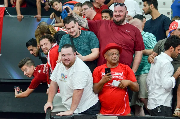 Istanbul Turkey August 2019 Liverpool Football Fans Supporters Uefa Super — Stockfoto