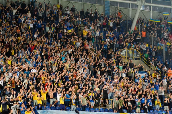 Dnipro Ucraina Settembre 2019 Tifosi Spettatori Calcio Sostengono Squadra Durante — Foto Stock