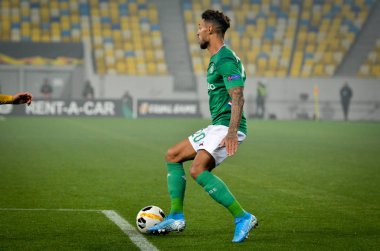LVIV, UKRAINE - November 07, 2019: Denis Bouanga player during the UEFA Europa League match between Alexandria (Ukraine) vs AS Saint Etienne (France), Ukraine