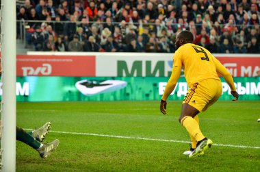 SAINT-PETERSBURG, RUSSIA - November 16, 2019: Romelu Lukaku player during UEFA EURO 2020 qualifying match between national team Russia against Belgium national team, Russia