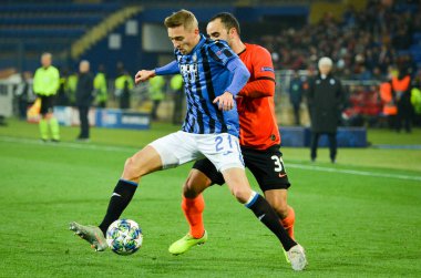 KHARKIV, UKRAINE - December 11, 2019: Timothy Castagne player during the UEFA Champions League match between Shakhtar vs Atalanta Bergamasca Calcio BC (Italy), Ukraine
