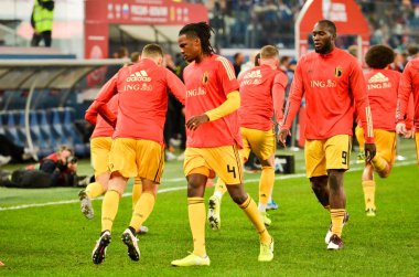 SAINT-PETERSBURG, RUSSIA - November 16, 2019: Belgium national football team training session during UEFA EURO 2020 qualifying match between Russia against Belgium, Russia