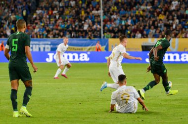 DNIPRO, UKRAINE - September 10, 2019: Junior Moraes player during the friendly match between national team Ukraine against Nigeria national team, Ukraine