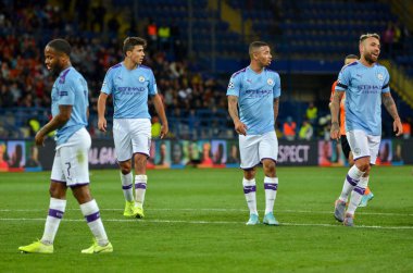 KHARKIV, UKRAINE - September 18, 2019: Manchester City  player during the UEFA Champions League match between Shakhtar Donetsk vs Manchester City (England), Ukraine