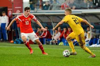 SAINT-PETERSBURG, RUSSIA - November 16, 2019: Timothy Castagne player during UEFA EURO 2020 qualifying match between national team Russia against Belgium national team, Russia