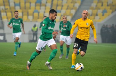 LVIV, UKRAINE - November 07, 2019: Arnaud Nordin player during the UEFA Europa League match between Alexandria (Ukraine) vs AS Saint Etienne (France), Ukraine