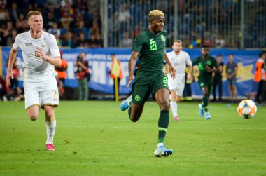 DNIPRO, UKRAINE - September 10, 2019: Victor Osimhen player during the friendly match between national team Ukraine against Nigeria national team, Ukraine