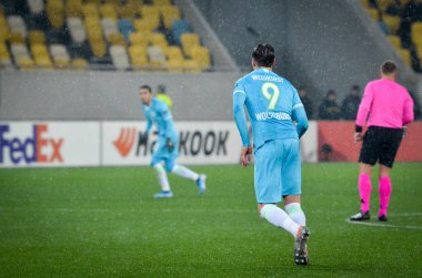 Lviv, Ukrayna - 28 Kasım 2019: Uefa Avrupa Ligi maçında Wout Weghorst oyuncusu Alexandria (Ukrayna) - Wolfsburg (Almanya), Ukrayna