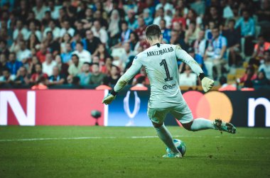 Istanbul, Turkey - August 14, 2019: Kepa Arrizabalaga during the UEFA Super Cup Finals match between Liverpool and Chelsea at Vodafone Park in Vodafone Arena, Turkey