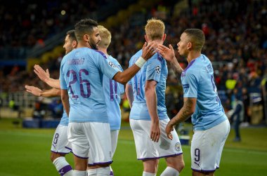 KHARKIV, UKRAINE - September 18, 2019: Football player during the UEFA Champions League match between Shakhtar Donetsk vs Manchester City (England), Ukraine