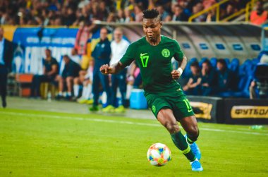 DNIPRO, UKRAINE - September 10, 2019: Samuel Kalu player during the friendly match between national team Ukraine against Nigeria national team, Ukraine