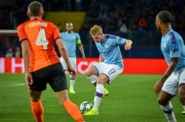 KHARKIV, UKRAINE - September 18, 2019: Kevin De Bruyne player during the UEFA Champions League match between Shakhtar Donetsk vs Manchester City (England), Ukraine