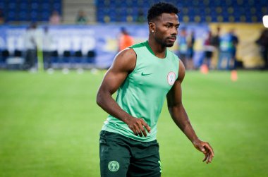 DNIPRO, UKRAINE - September 10, 2019: Football player during the friendly match between national team Ukraine against Nigeria national team, Ukraine