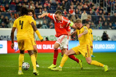 SAINT-PETERSBURG, RUSSIA - November 16, 2019: Toby Alderweireld player during UEFA EURO 2020 qualifying match between national team Russia against Belgium national team, Russia