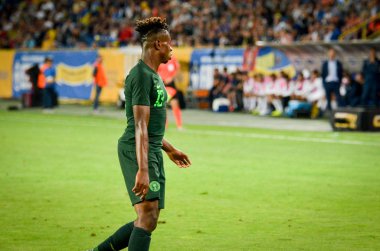 DNIPRO, UKRAINE - September 10, 2019: Samuel Chukwueze player during the friendly match between national team Ukraine against Nigeria national team, Ukraine