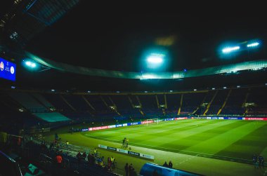 KHARKIV, UKRAINE - September 18, 2019: General view of the stadium close-up during the UEFA Champions League match between Shakhtar vs Manchester City (England), Ukraine