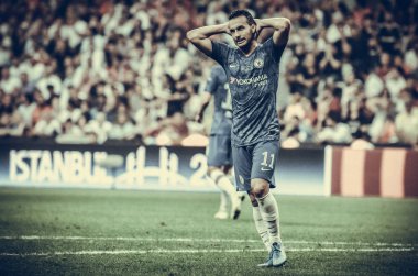 Istanbul, Turkey - August 14, 2019: Pedro player during the UEFA Super Cup Finals match between Liverpool and Chelsea at Vodafone Park in Vodafone Arena, Turkey