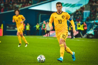 SAINT-PETERSBURG, RUSSIA - November 16, 2019: Eden Hazard player during UEFA EURO 2020 qualifying match between national team Russia against Belgium national team, Russia