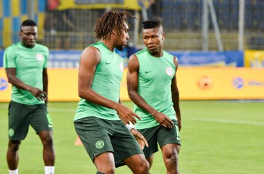 DNIPRO, UKRAINE - September 10, 2019:  Alex Iwobi player during the friendly match between national team Ukraine against Nigeria national team, Ukraine