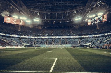 SAINT-PETERSBURG, RUSSIA - November 16, 2019: General view of the Gazprom Arena stadium with inside view during UEFA EURO 2020 qualifying match between national team Russia against Belgium, Russia
