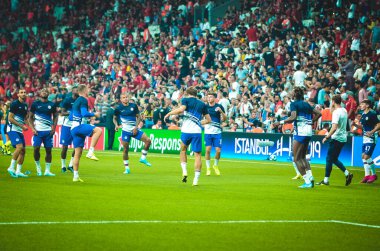 Istanbul, Turkey - August 14, 2019: Chelsea  Football player during the UEFA Super Cup Finals match between Liverpool and Chelsea in Vodafon Arena stadium, Turkey