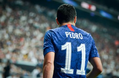 Istanbul, Turkey - August 14, 2019: Pedro player during the UEFA Super Cup Finals match between Liverpool and Chelsea at Vodafone Park in Vodafone Arena, Turkey