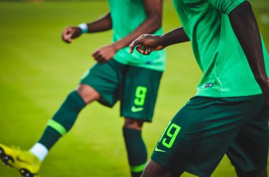 DNIPRO, UKRAINE - September 10, 2019: Football player during the friendly match between national team Ukraine against Nigeria national team, Ukraine
