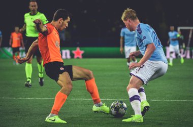 KHARKIV, UKRAINE - September 18, 2019: Kevin De Bruyne during the UEFA Champions League match between Shakhtar Donetsk vs Manchester City (England), Ukraine