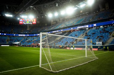 SAINT-PETERSBURG, RUSSIA - November 16, 2019: General view of the Gazprom Arena stadium with inside view during UEFA EURO 2020 qualifying match between national team Russia against Belgium, Russia